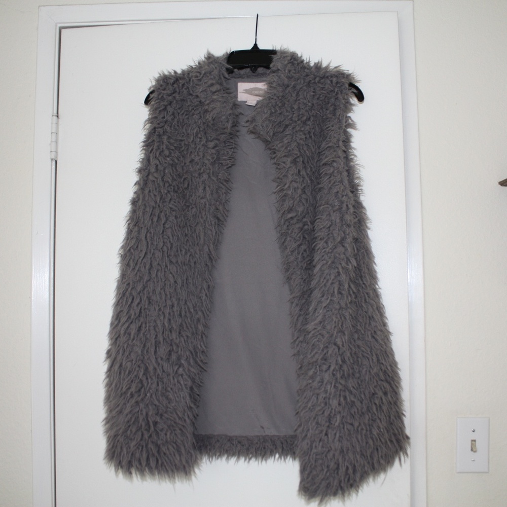 Gray Faux Shearling Vest